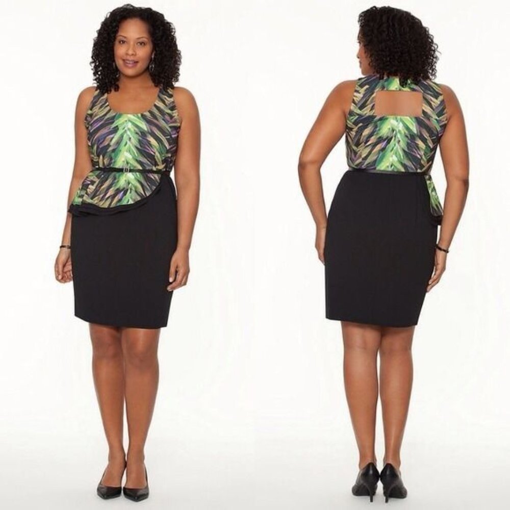 ✨Host Pick✨ Lane Bryant Botanical Print Side Peplum Dress Belted Plus Size - Picture 6 of 6